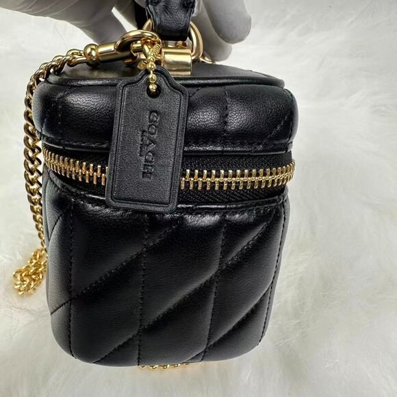 Coach Ava Crossbody Bag With Quilting In Gold/Black Leather CY730 - Picture 6 of 11